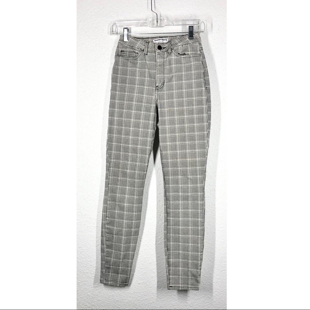 American Apparel Jeans Houndstooth Plaid Skinny High Rise 27
